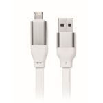 Porte-clés et support pour téléphone avec câbles de charge de 26 cm couleur blanc