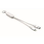 Porte-clés et support pour téléphone avec câbles de charge de 26 cm couleur blanc