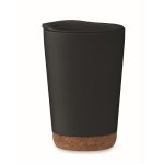 Gobelet à emporter double paroi avec détail en liège à la base 300ml couleur noir