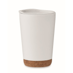 Gobelet à emporter double paroi avec détail en liège à la base 300ml couleur blanc
