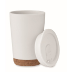 Gobelet à emporter double paroi avec détail en liège à la base 300ml couleur blanc deuxième vue