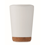 Gobelet à emporter double paroi avec détail en liège à la base 300ml couleur blanc quatrième vue