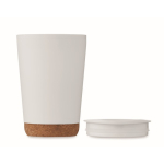 Gobelet à emporter double paroi avec détail en liège à la base 300ml couleur blanc cinquième vue