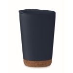 Gobelet à emporter double paroi avec détail en liège à la base 300ml couleur bleu marine
