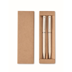 Set de 2 stylos en paille de blé avec encre bleue et graphite couleur beige