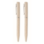 Set de 2 stylos en paille de blé avec encre bleue et graphite couleur beige neuvième vue