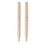 Set de 2 stylos en paille de blé avec encre bleue et graphite couleur beige dixième vue