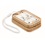 Boîte en bambou avec sangle et fonction de chargeur sans fil 15W couleur bois