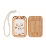 Boîte en bambou avec sangle et fonction de chargeur sans fil 15W couleur bois