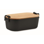 Lunchbox avec couvercle en bambou et 2 clips latéraux 700ml couleur noir