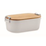 Lunchbox avec couvercle en bambou et 2 clips latéraux 700ml couleur blanc