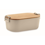 Lunchbox avec couvercle en bambou et 2 clips latéraux 700ml couleur beige