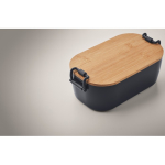 Lunchbox avec couvercle en bambou et 2 clips latéraux 700ml couleur bleu marine sixième vue photographique