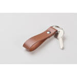 Porte-clés avec lanière en cuir synthétique en couleurs classiques couleur marron deuxième vue photographique