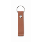 Porte-clés avec lanière en cuir synthétique en couleurs classiques couleur marron troisième vue