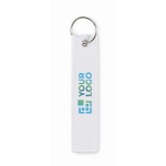 Porte-clés rectangulaire en tissu polyester en plusieurs couleurs couleur blanc vue avec zone d'impression