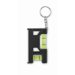 Porte-clés avec double niveau à bulle, règle et base magnétique couleur noir septième vue