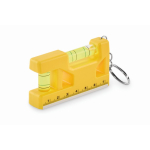 Porte-clés avec double niveau à bulle, règle et base magnétique couleur jaune
