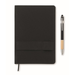 Carnet et stylo avec bande élastique et pages lignées A5 couleur noir