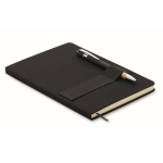 Carnet et stylo avec bande élastique et pages lignées A5 couleur noir sixième vue