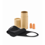 Étui de voyage cylindrique, masque pour les yeux, bouchons d’oreilles couleur beige