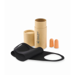 Étui de voyage cylindrique, masque pour les yeux, bouchons d’oreilles couleur beige vue principale