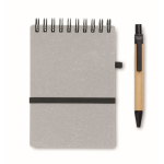 Carnet avec stylo à encre bleue et bande élastique, pages lignées couleur gris quatrième vue