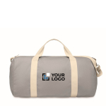 Sac en tissu recyclé avec double anse ajustable et amovible couleur gris vue avec zone d'impression