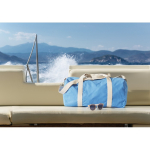 Sac en tissu recyclé avec double anse ajustable et amovible couleur turquoise vue d'ambiance