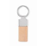 Porte-clés rectangulaire en bois de caoutchouc et zinc couleur bois deuxième vue