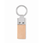 Porte-clés rectangulaire en bois de caoutchouc et zinc couleur bois troisième vue