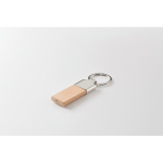 Porte-clés rectangulaire en bois de caoutchouc et zinc couleur bois quatrième vue photographique
