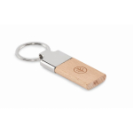 Porte-clés rectangulaire en bois de caoutchouc et zinc couleur bois vue principale