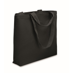Sac en tissu recyclé avec anses courtes et longues 320 g/m² couleur noir