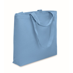Sac en tissu recyclé avec anses courtes et longues 320 g/m² couleur turquoise