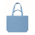Sac en tissu recyclé avec anses courtes et longues 320 g/m² couleur turquoise troisième vue