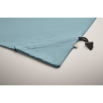 Sac de courses compact et pliable en coton recyclé 140 g/m² couleur bleu riviera quatrième vue photographique