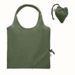 Sac de courses compact et pliable en coton recyclé 140 g/m² couleur vert foncé