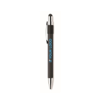 Stylo anti-stress avec spinner sur le dessus, encre bleue couleur noir vue avec zone d'impression