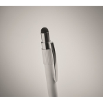 Stylo anti-stress avec spinner sur le dessus, encre bleue couleur blanc deuxième vue photographique