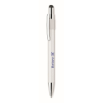 Stylo anti-stress avec spinner sur le dessus, encre bleue couleur blanc vue principale