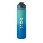 Bouteille en RPET avec bec et indicateur d’hydratation 1 L couleur bleu roi vue avec zone d'impression