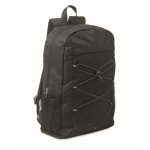 Sac à dos en polyester RPET avec poches en maille sur les côtés couleur noir