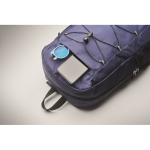 Sac à dos en polyester RPET avec poches en maille sur les côtés couleur bleu troisième vue photographique