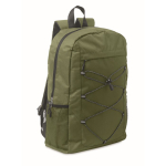 Sac à dos en polyester RPET avec poches en maille sur les côtés couleur vert militaire