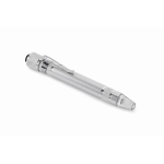 Outil multifonction en aluminium en forme de stylo avec lampe torche couleur argenté deuxième vue