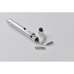 Outil multifonction en aluminium en forme de stylo avec lampe torche couleur argenté cinquième vue photographique