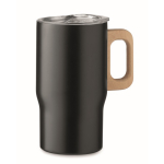 Tasse en acier inoxydable recyclé avec anse en bois 350 ml couleur noir