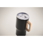 Tasse en acier inoxydable recyclé avec anse en bois 350 ml couleur noir troisième vue photographique