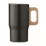 Tasse en acier inoxydable recyclé avec anse en bois 350 ml couleur noir cinquième vue